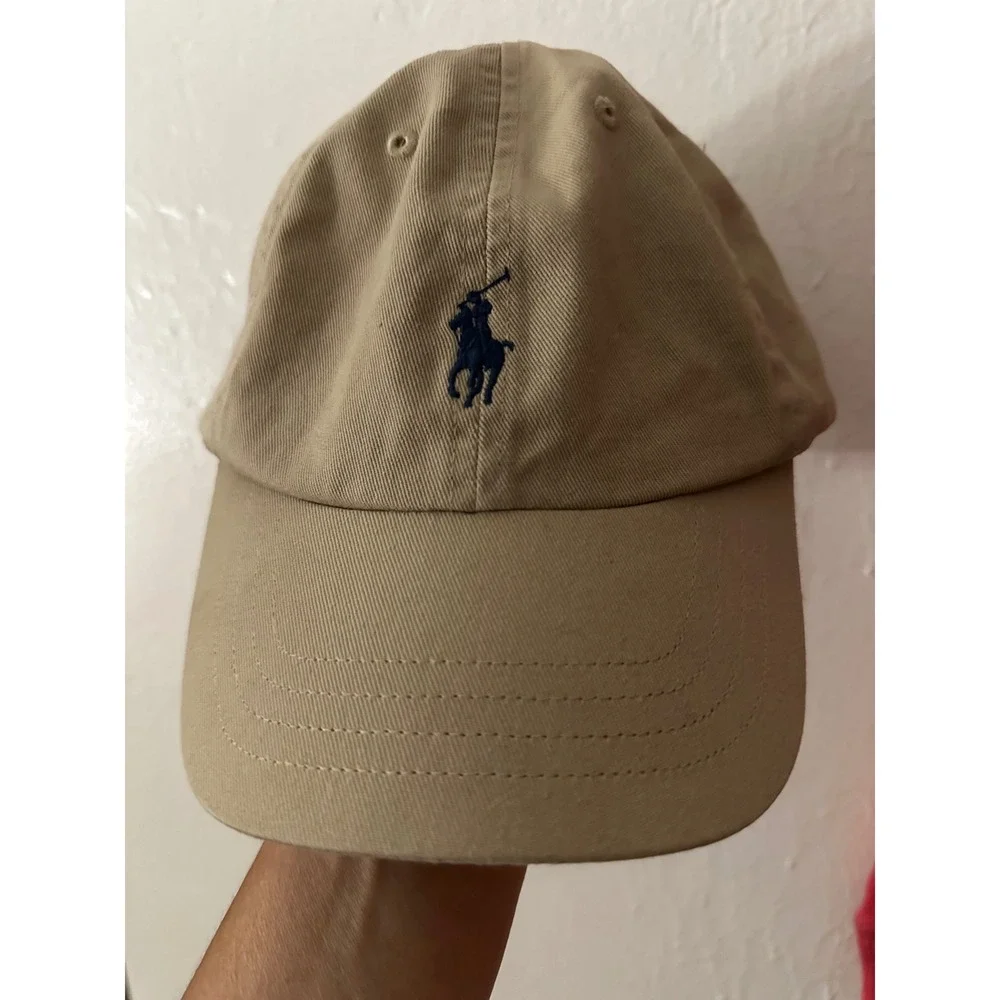 Polo Ralph Lauren Kids Chino Baseball Cap Hat Beige Khaki Navy Pony Size 4-7